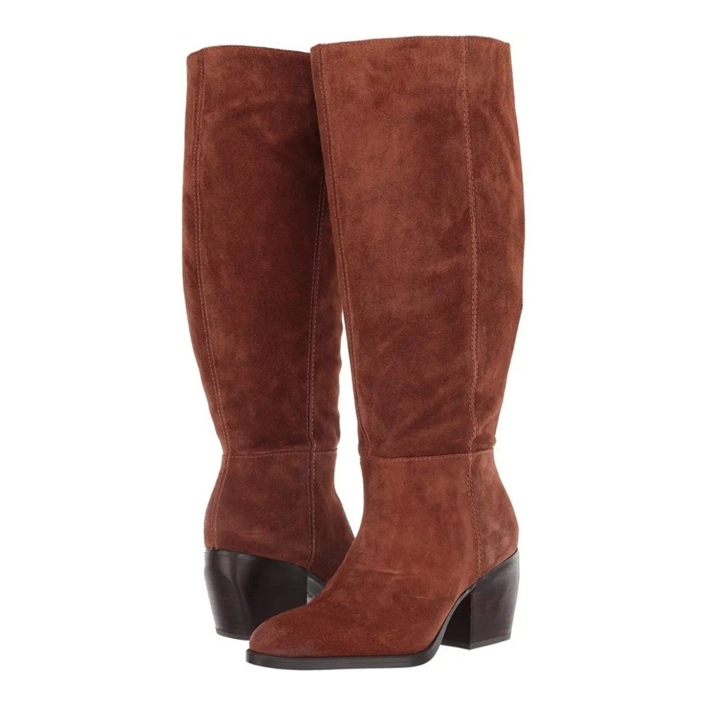 Naturalizer Women's Fae Knee High Boot Saddle Tan Suede Wide Calf Size 8.5